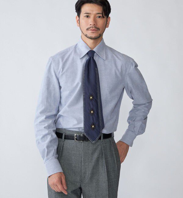 SHIPS「【SHIPS別注】Errico Formicola: ブラッシュドコットン レギュラーカラー シャツ」|シャツ・ブラウス|コバルトブルー