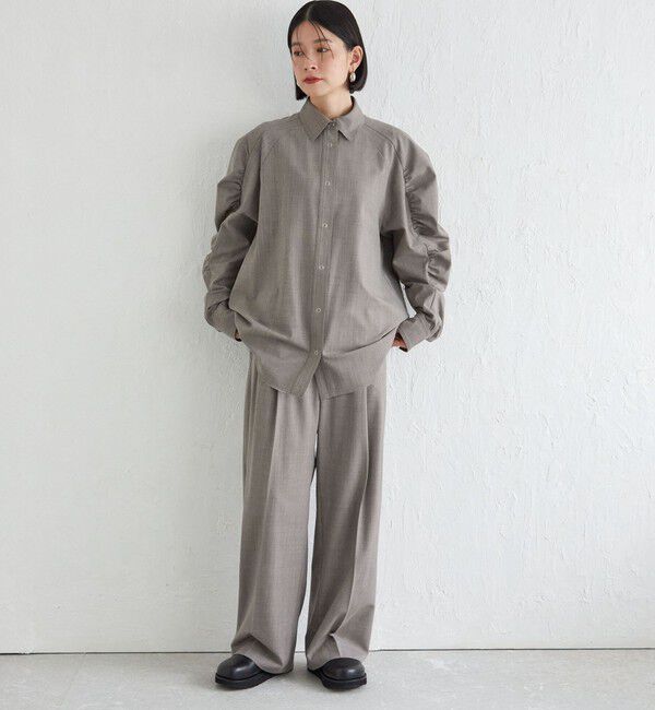 SHIPS for women「Wai＋:〈手洗い可能〉ウール混 ギャザー シャツ」|シャツ・ブラウス|