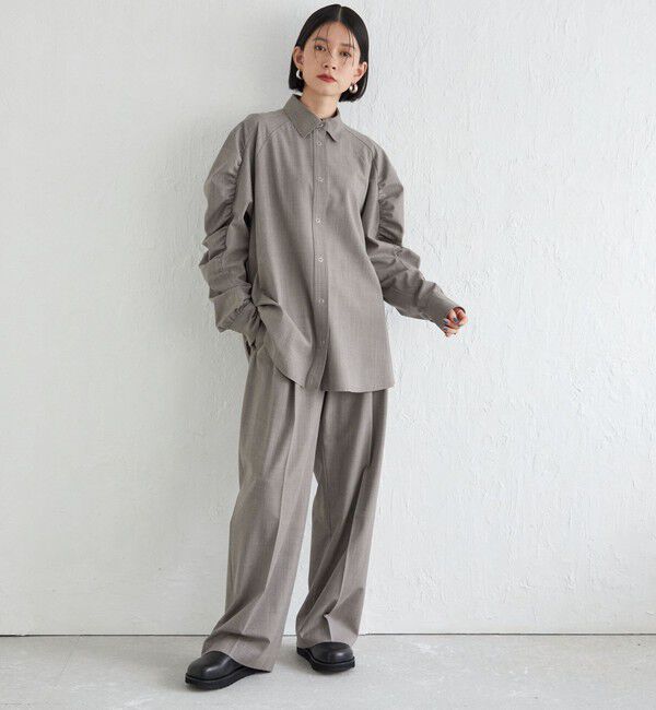 SHIPS for women「Wai＋:〈手洗い可能〉ウール混 ギャザー シャツ」|シャツ・ブラウス|