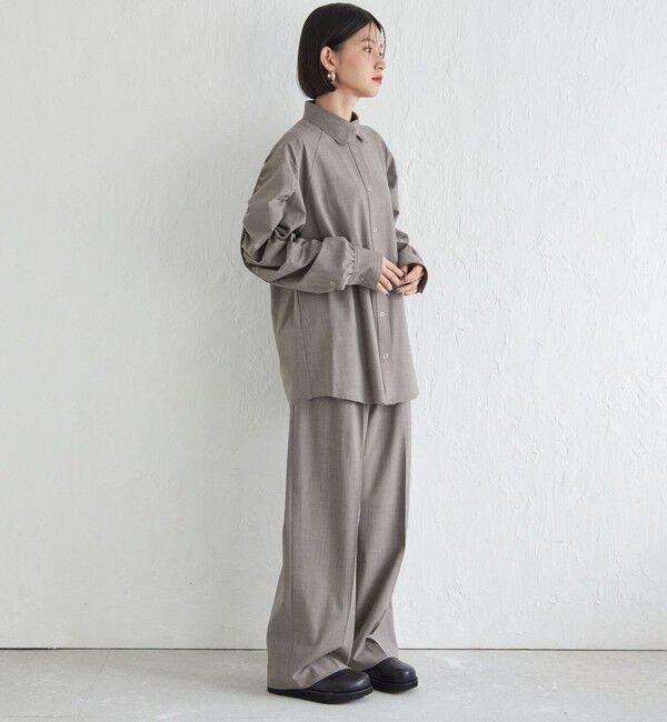 SHIPS for women「Wai＋:〈手洗い可能〉ウール混 ギャザー シャツ」|シャツ・ブラウス|