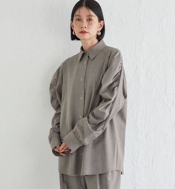 SHIPS for women「Wai＋:〈手洗い可能〉ウール混 ギャザー シャツ」|シャツ・ブラウス|