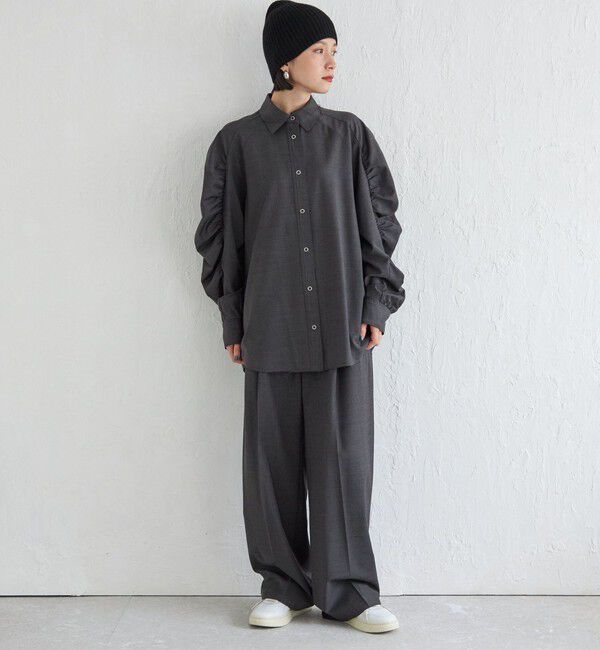 SHIPS for women「Wai＋:〈手洗い可能〉ウール混 ギャザー シャツ」|シャツ・ブラウス|