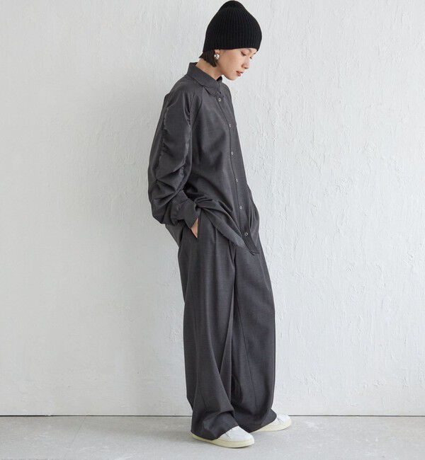 SHIPS for women「Wai＋:〈手洗い可能〉ウール混 ギャザー シャツ」|シャツ・ブラウス|