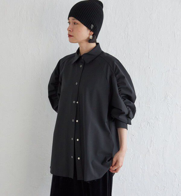 SHIPS for women「Wai＋:〈手洗い可能〉ウール混 ギャザー シャツ」|シャツ・ブラウス|