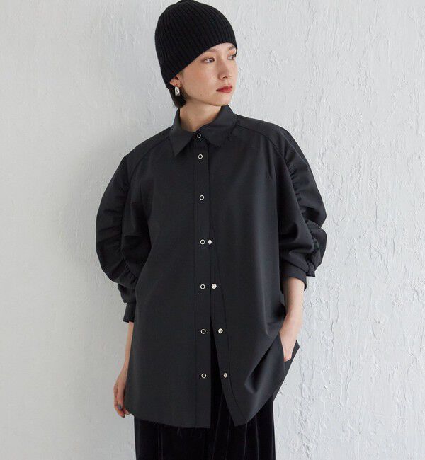 SHIPS for women「Wai＋:〈手洗い可能〉ウール混 ギャザー シャツ」|シャツ・ブラウス|