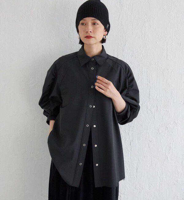 SHIPS for women「Wai＋:〈手洗い可能〉ウール混 ギャザー シャツ」|シャツ・ブラウス|