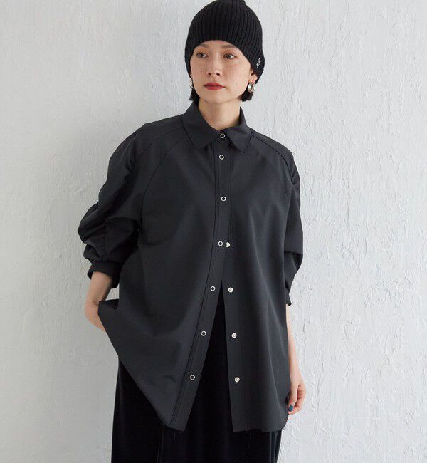 SHIPS for women「Wai＋:〈手洗い可能〉ウール混 ギャザー シャツ」|シャツ・ブラウス|