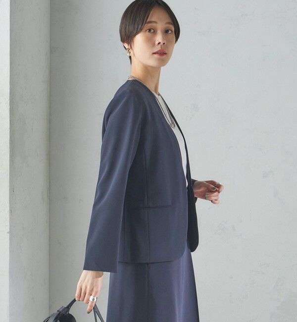 SHIPS for women「〈手洗い可能〉トリアセテート混 ダブルカラー ジャケット（セットアップ対応）」|ノーカラージャケット|