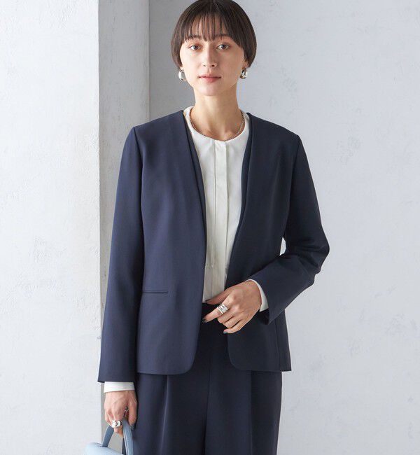 SHIPS for women「〈手洗い可能〉トリアセテート混 ダブルカラー ジャケット（セットアップ対応）」|ノーカラージャケット|