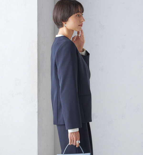 SHIPS for women「〈手洗い可能〉トリアセテート混 ダブルカラー ジャケット（セットアップ対応）」|ノーカラージャケット|