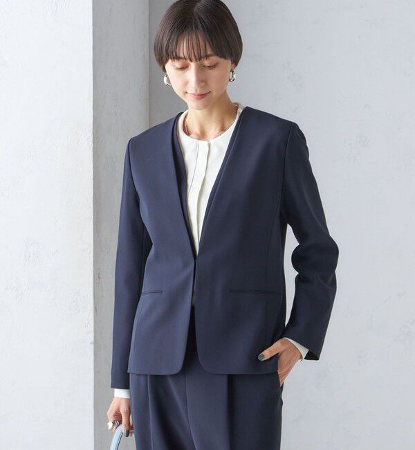 SHIPS for women「〈手洗い可能〉トリアセテート混 ダブルカラー ジャケット（セットアップ対応）」|ノーカラージャケット|