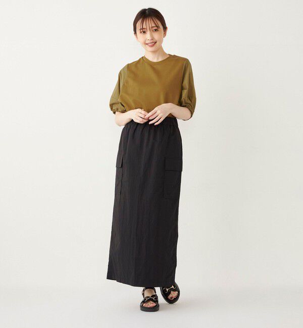 SHIPS Colors 「SHIPS Colors:〈洗濯機可能〉ナイロン ワッシャー カーゴ スカート」|タイト|