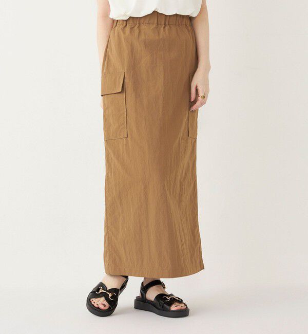 SHIPS Colors 「SHIPS Colors:〈洗濯機可能〉ナイロン ワッシャー カーゴ スカート」|タイト|