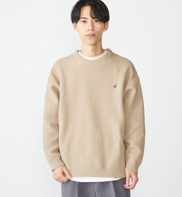 SHIPS「【WEB限定】SHIPS: ワンポイントロゴ ビッグシルエット レイヤード ニット（ニット+ロンT）」|ニット・セーター|