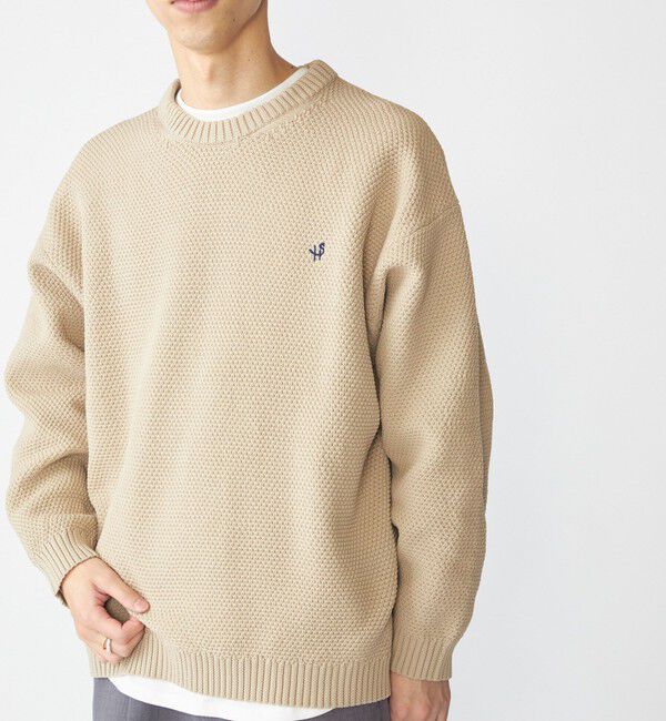 SHIPS「【WEB限定】SHIPS: ワンポイントロゴ ビッグシルエット レイヤード ニット（ニット+ロンT）」|ニット・セーター|