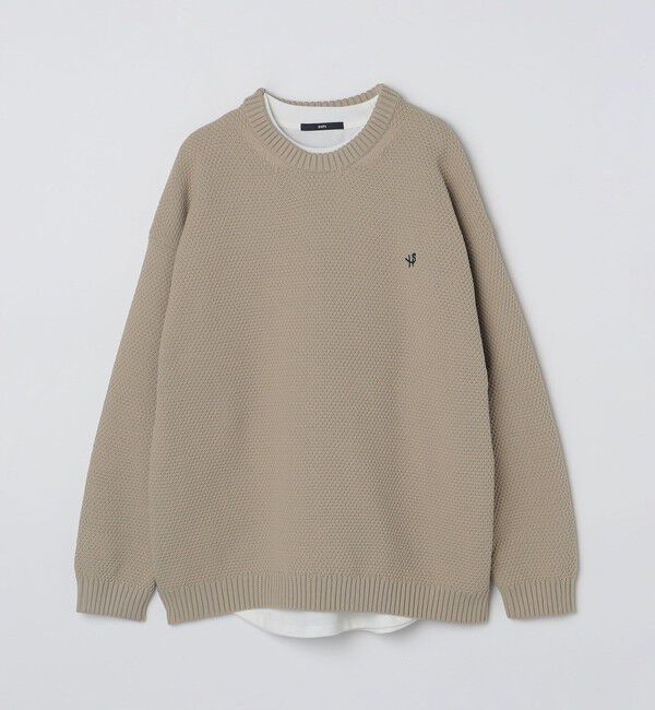 SHIPS「【WEB限定】SHIPS: ワンポイントロゴ ビッグシルエット レイヤード ニット（ニット+ロンT）」|ニット・セーター|