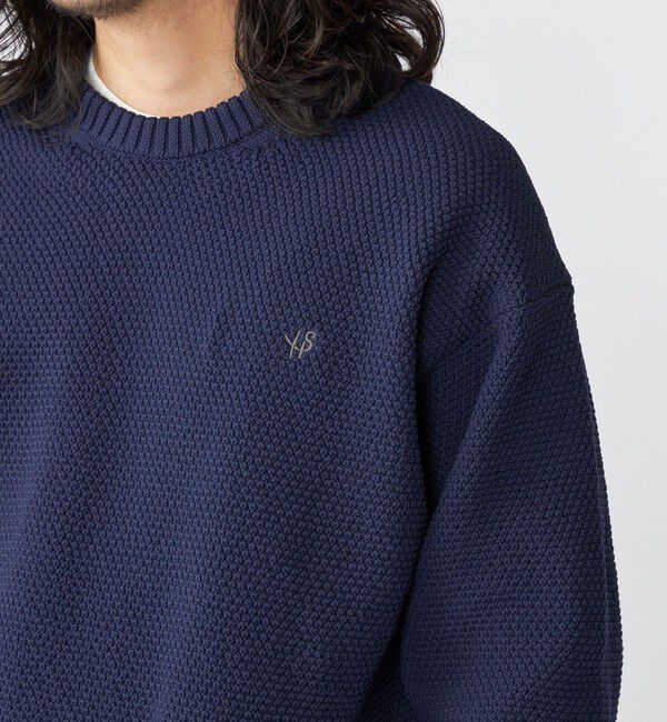 SHIPS「【WEB限定】SHIPS: ワンポイントロゴ ビッグシルエット レイヤード ニット（ニット+ロンT）」|ニット・セーター|