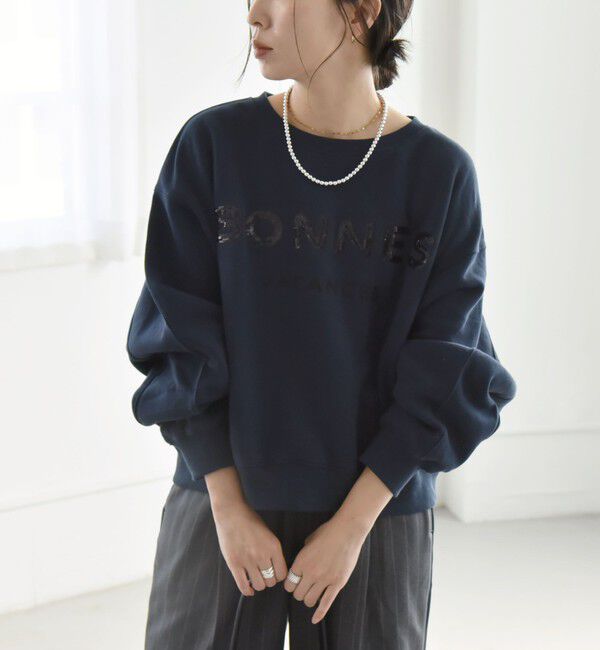 quaranciel「quaranciel:〈手洗い可能〉スパンコール刺繍 ロゴ スウェット」|スウェット・ジャージ|