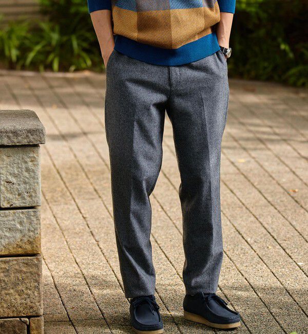 SHIPS「SHIPS: RENEWOOL ホームスパン イージーパンツ」|チノ|グレー