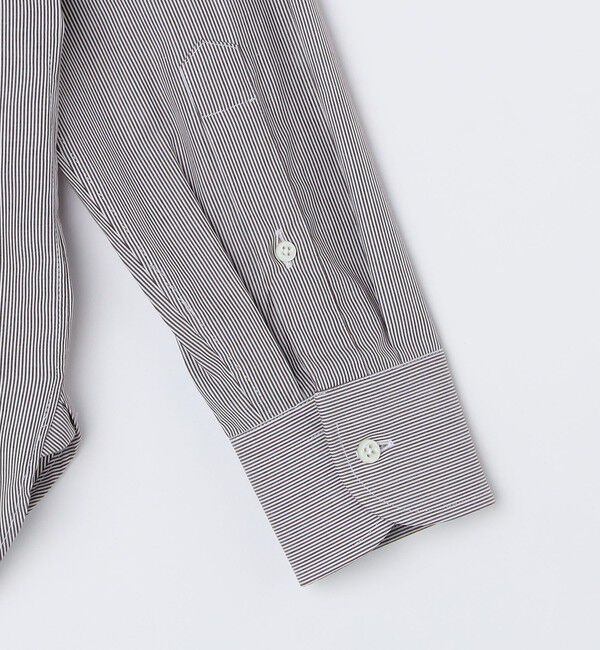 SHIPS「GUY ROVER: ブラウン ピンストライプ ワイドカラー シャツ」|シャツ・ブラウス|