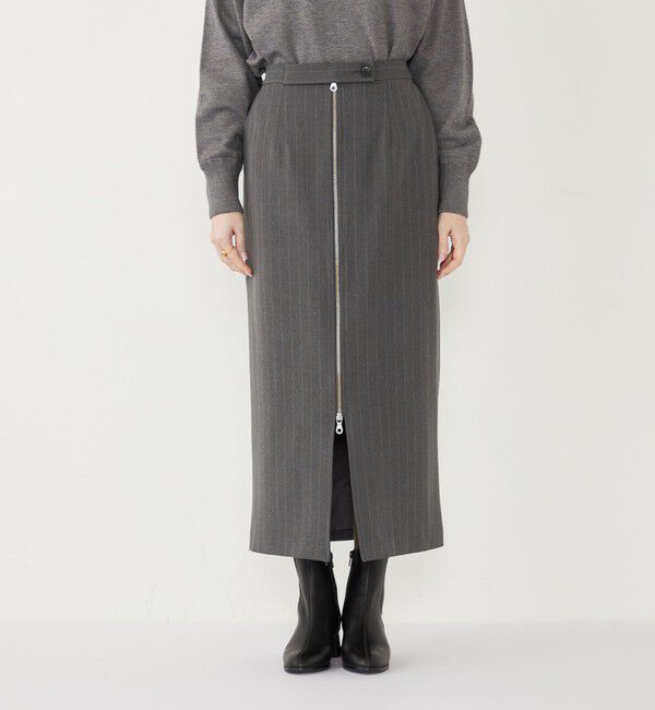 SHIPS Colors 「SHIPS Colors:〈手洗い可能〉ストライプ ジップ タイトスカート グレー◇」|タイト|