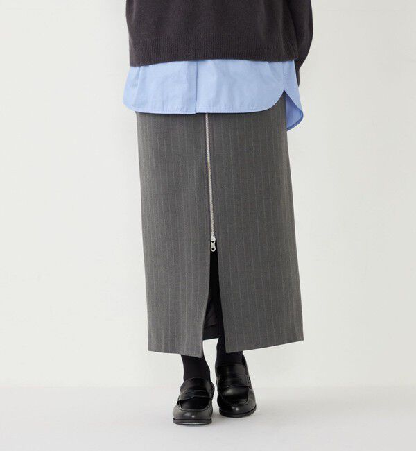 SHIPS Colors 「SHIPS Colors:〈手洗い可能〉ストライプ ジップ タイトスカート グレー◇」|タイト|