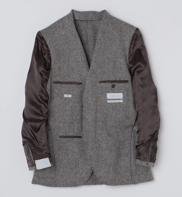 SHIPS「【SHIPS別注】CARUSO: ワイドラペル ヘリンボーン ツイード ジャケット」|テーラードジャケット|