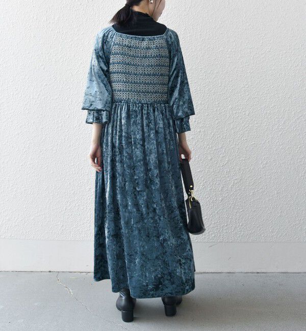 SHIPS any「bon_meur:〈手洗い可能〉クラッシュ ベロア シャーリング ワンピース」|ワンピース|