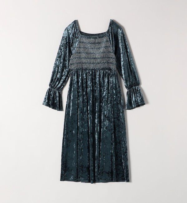 SHIPS any「bon_meur:〈手洗い可能〉クラッシュ ベロア シャーリング ワンピース」|ワンピース|