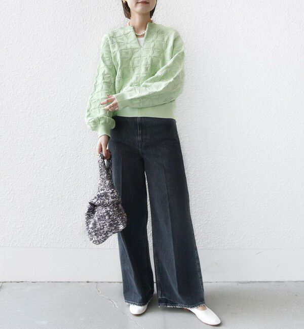 SHIPS for women「《一部予約》【WEB限定】〈洗濯機可能〉2WAY フラワー ジャカード ハーフ ジップ プルオーバー」|ニット・セーター|