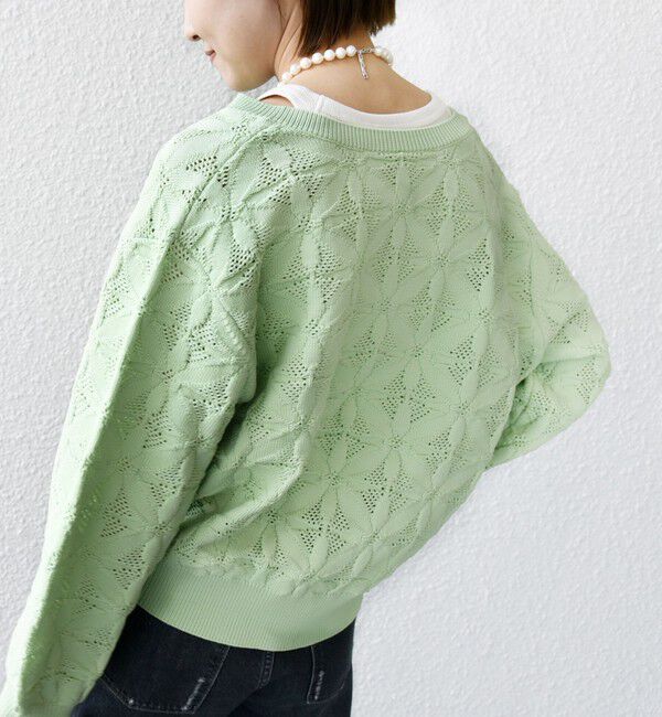 SHIPS for women「《一部予約》【WEB限定】〈洗濯機可能〉2WAY フラワー ジャカード ハーフ ジップ プルオーバー」|ニット・セーター|