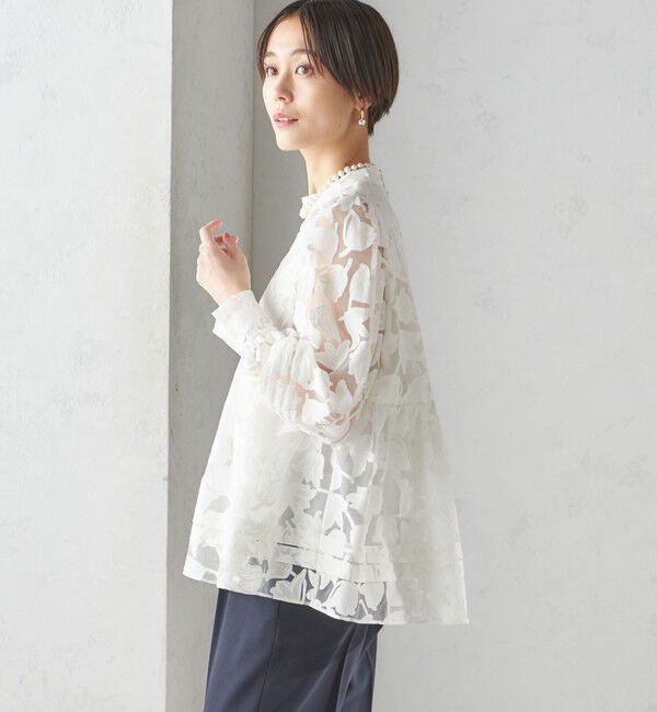 SHIPS for women「〈手洗い可能〉IPEKER オパール加工 ウエスト 切替え ブラウス」|シャツ・ブラウス|