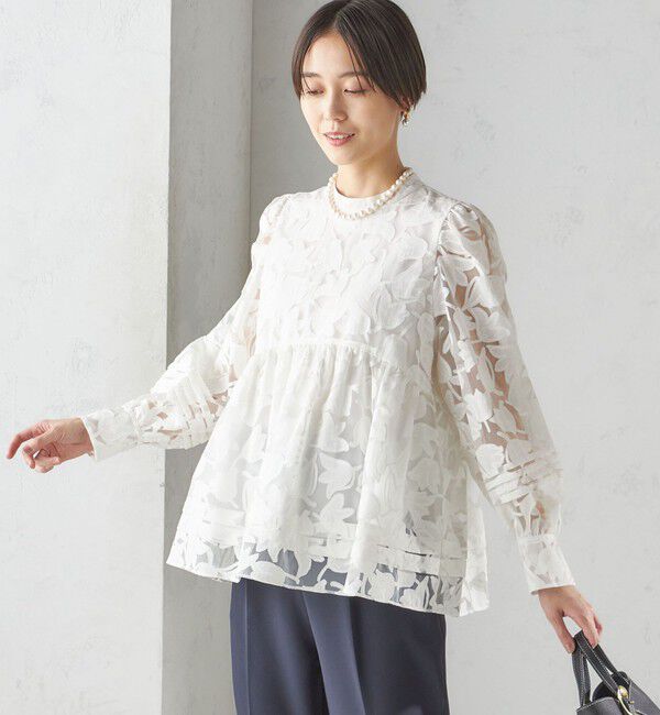 SHIPS for women「〈手洗い可能〉IPEKER オパール加工 ウエスト 切替え ブラウス」|シャツ・ブラウス|