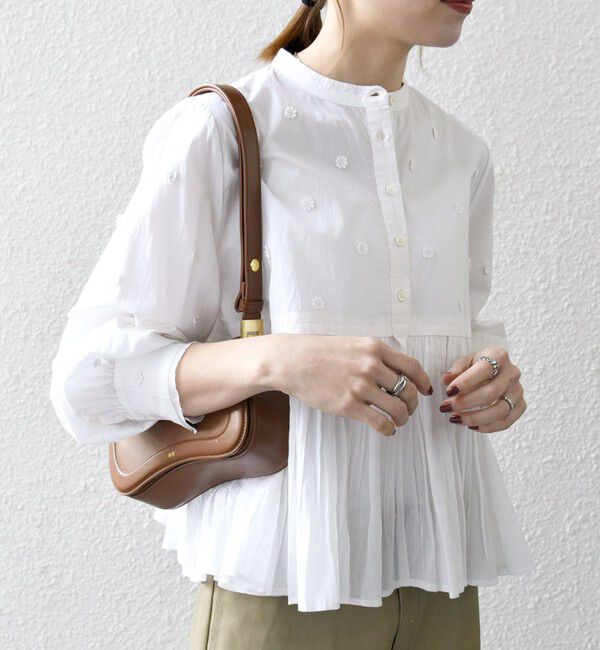 SHIPS any「SHIPS any:〈洗濯機可能〉フラワー モチーフ ペプラム ギャザー シャツ ブラウス」|シャツ・ブラウス|ホワイト