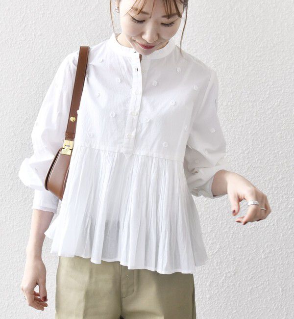 SHIPS any「SHIPS any:〈洗濯機可能〉フラワー モチーフ ペプラム ギャザー シャツ ブラウス」|シャツ・ブラウス|