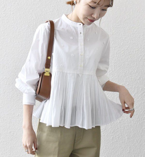 SHIPS any「SHIPS any:〈洗濯機可能〉フラワー モチーフ ペプラム ギャザー シャツ ブラウス」|シャツ・ブラウス|