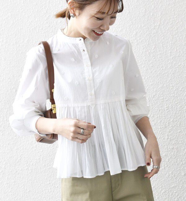 SHIPS any「SHIPS any:〈洗濯機可能〉フラワー モチーフ ペプラム ギャザー シャツ ブラウス」|シャツ・ブラウス|