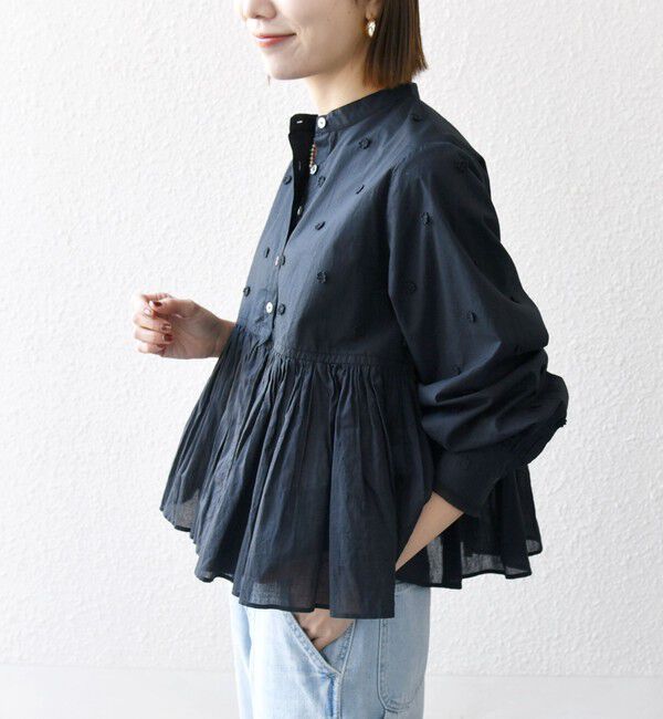 SHIPS any「SHIPS any:〈洗濯機可能〉フラワー モチーフ ペプラム ギャザー シャツ ブラウス」|シャツ・ブラウス|