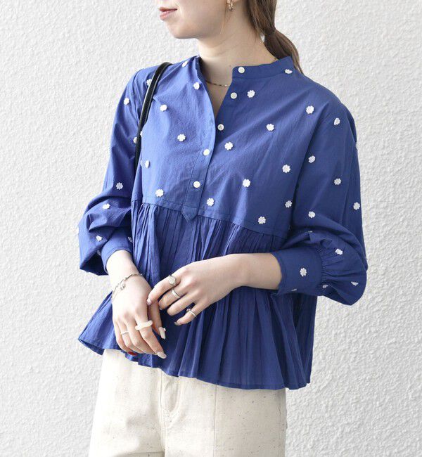 SHIPS any「SHIPS any:〈洗濯機可能〉フラワー モチーフ ペプラム ギャザー シャツ ブラウス」|シャツ・ブラウス|