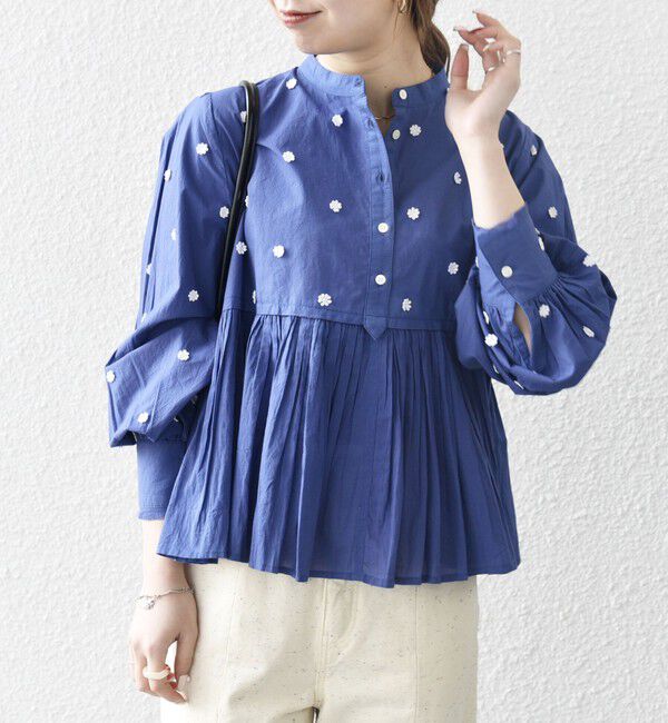 SHIPS any「SHIPS any:〈洗濯機可能〉フラワー モチーフ ペプラム ギャザー シャツ ブラウス」|シャツ・ブラウス|