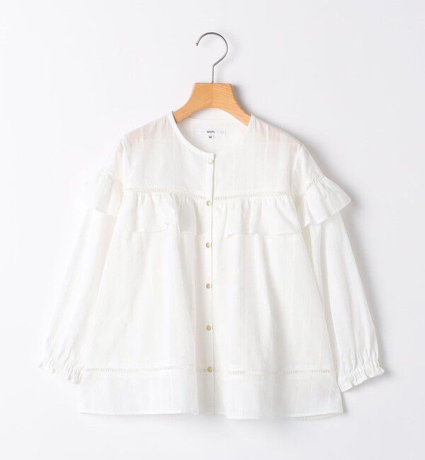 SHIPS KIDS「SHIPS KIDS:140～150cm / スナップ ボタン フリル ブラウス」|シャツ・ブラウス|ホワイト