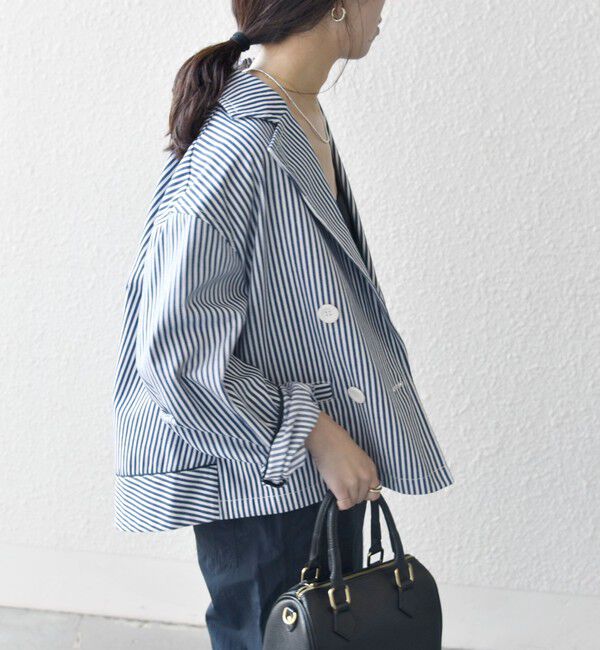 SHIPS any「SHIPS any:〈洗濯機可能〉ヒッコリー ショート テーラード ジャケット」|テーラードジャケット|