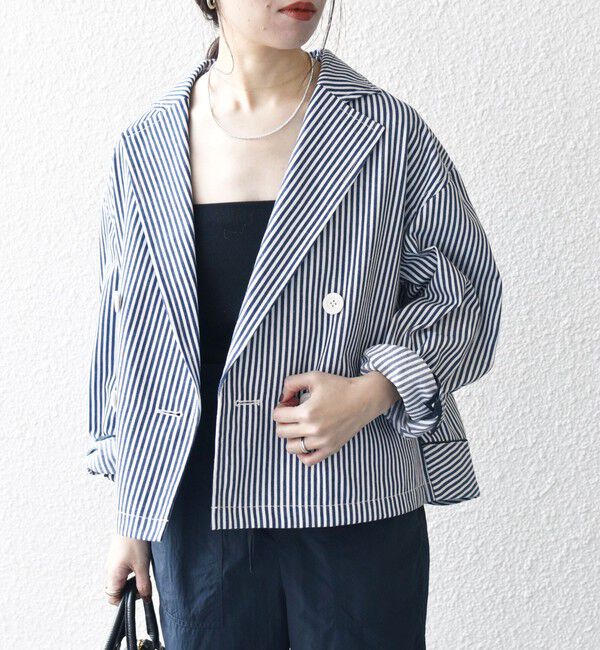 SHIPS any「SHIPS any:〈洗濯機可能〉ヒッコリー ショート テーラード ジャケット」|テーラードジャケット|