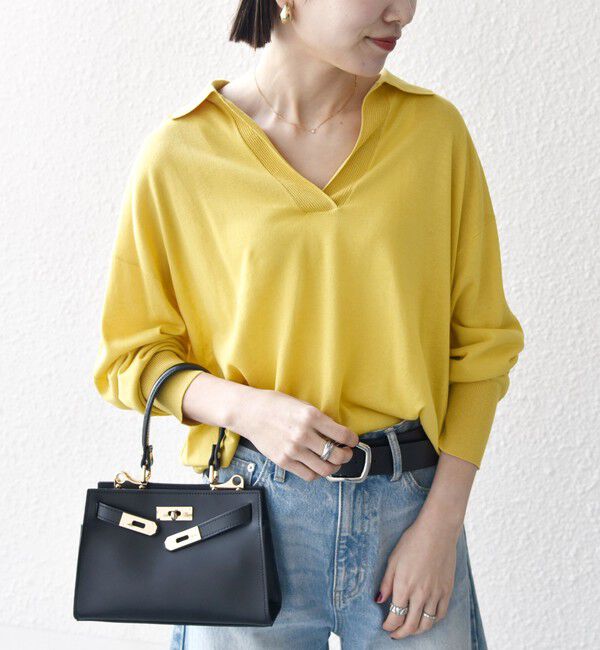 SHIPS any「SHIPS any:〈UVカット/手洗い可能〉シアー スキッパー ニット ポロシャツ」|Tシャツ・カットソー|