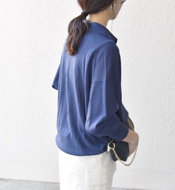 SHIPS any「SHIPS any:〈UVカット/手洗い可能〉シアー スキッパー ニット ポロシャツ」|Tシャツ・カットソー|