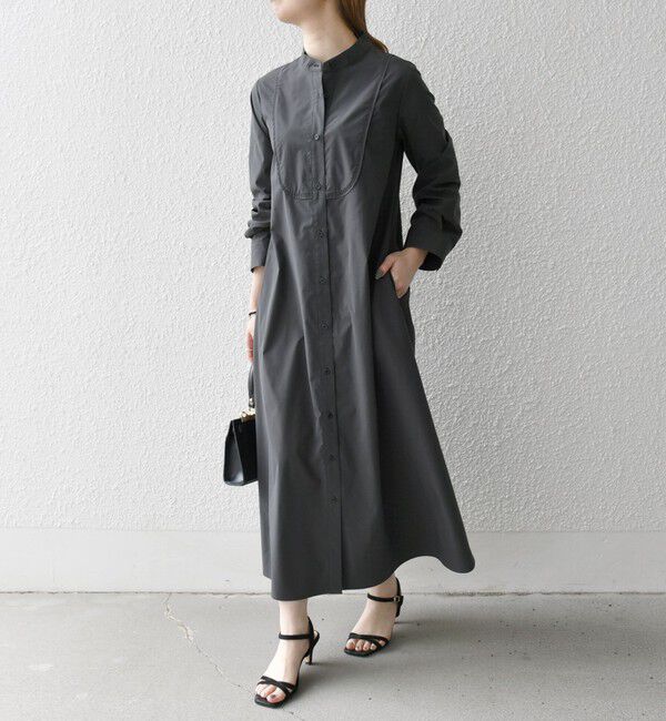 SHIPS any「SHIPS any:〈洗濯機可能〉タイプライター スタンドカラー シャツ ワンピース」|ワンピース|