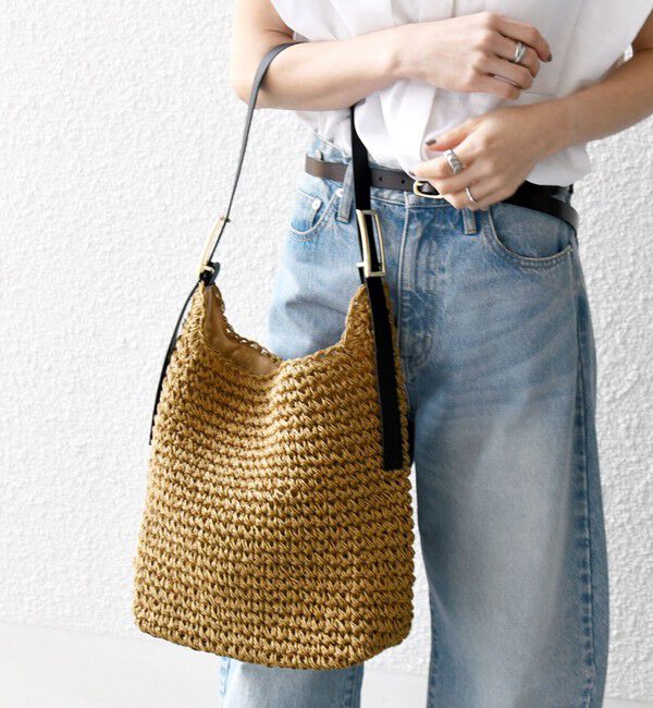 SHIPS any「SHIPS any: ショルダー ベルト ペーパー トート バッグ」|トートバッグ|キャメル