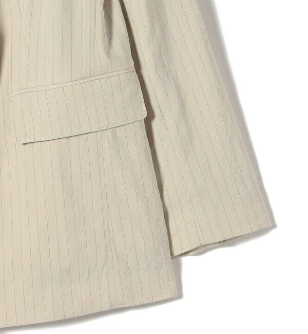 SHIPS for women「SHIPS Primary Navy Label:麻混 ストライプ ストレッチ ダブル ジャケット」|テーラードジャケット|