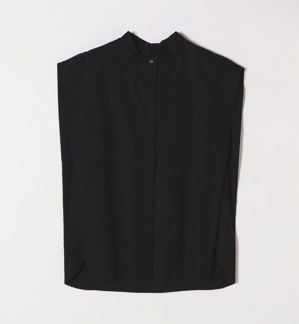 SHIPS any「SHIPS any:〈洗濯機可能〉リネン コットン バンドカラー フレンチスリーブ ポケット シャツ」|シャツ・ブラウス|