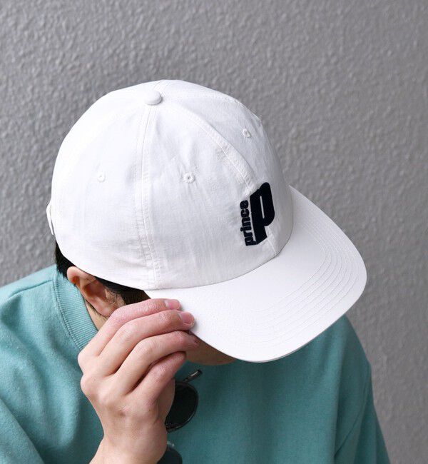 SHIPS any「【SHIPS any別注】prince:〈撥水/UVカット/遮熱〉ロゴ 刺繍 デザイン ナイロン キャップ◇」|キャップ・キャスケット|ホワイト